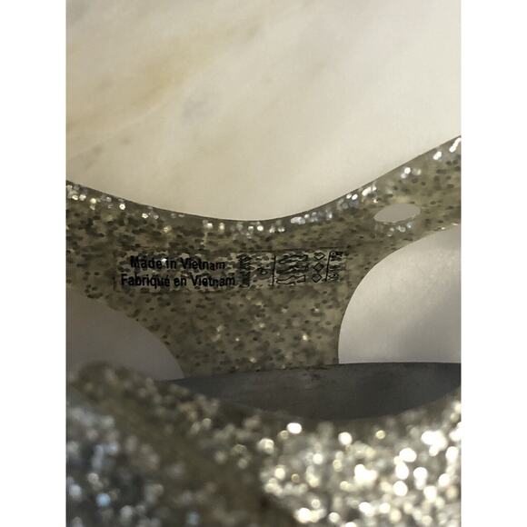 Crocs Baby Infant Girls Isabela Charm Sandal Sz 7 Silver Glitter Sunflower Shoe - Picture 3 of 3